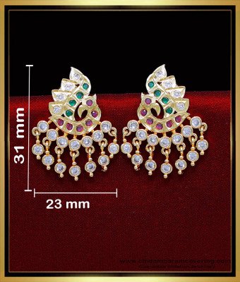 ERG2042 - Impon Multi Stone Peacock Design Ear Stud Design Gold