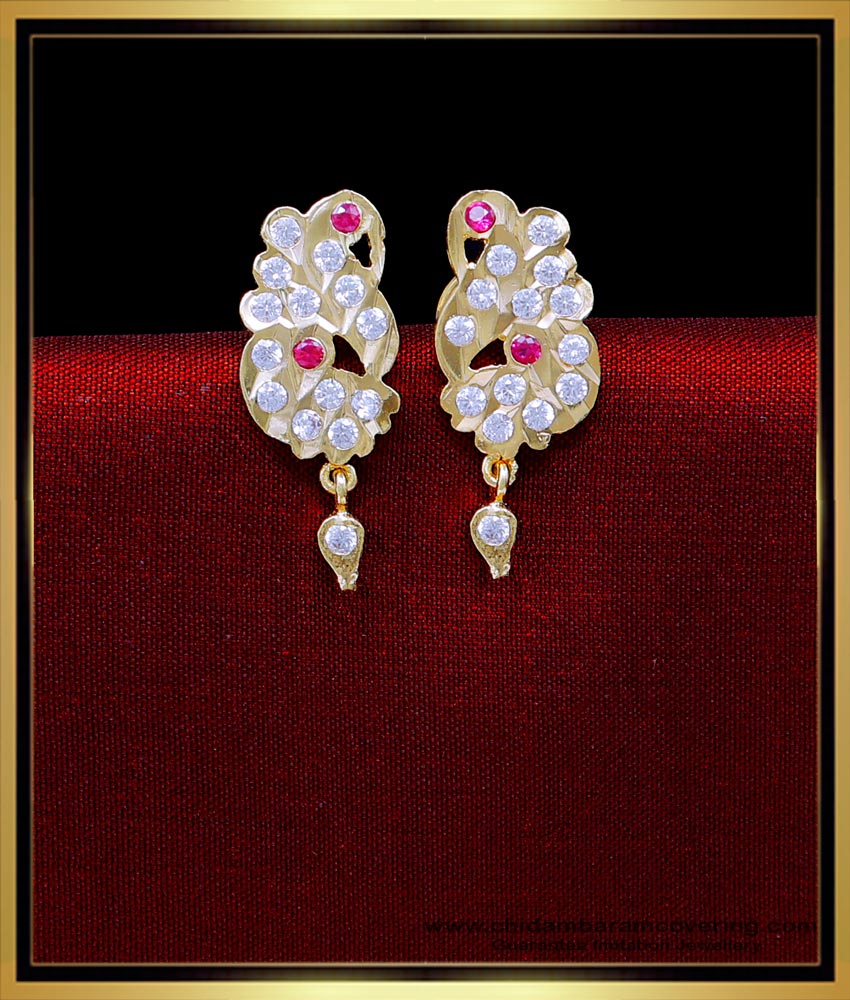 ERG2050 - Impon Traditional Gold Earrings Designs for Daily Use