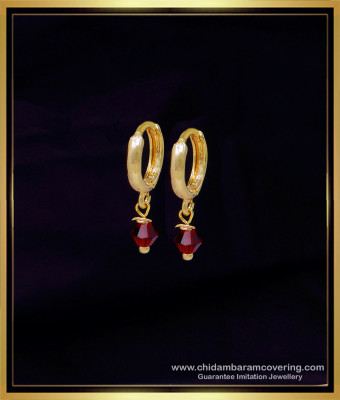 ERG2052 - Unique Pink Crystal Gold Plated Hoop Earrings Gold
