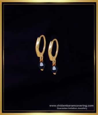 ERG2053 - Gold Earrings Designs for Daily Use Hoop Earrings Black