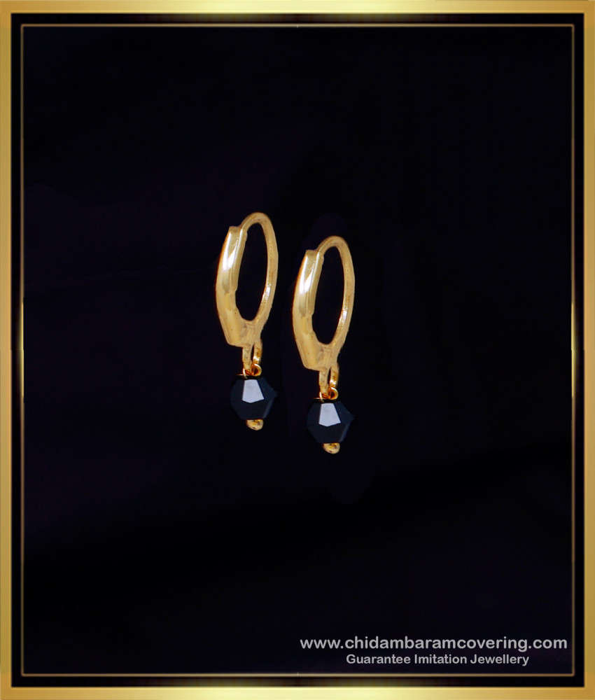 ERG2053 - Gold Earrings Designs for Daily Use Hoop Earrings Black