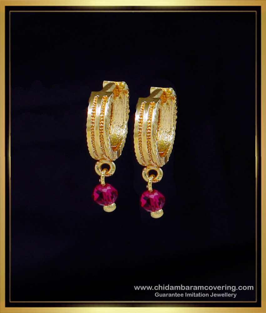 ERG2054 - Crystal Bali Earrings 2 Gram Yellow Gold Earrings Design