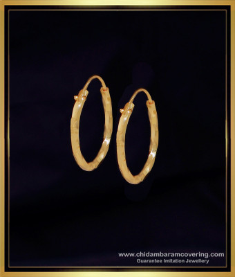 ERG2059 - Trendy Simple Plain Gold Bali Designs for Daily Use