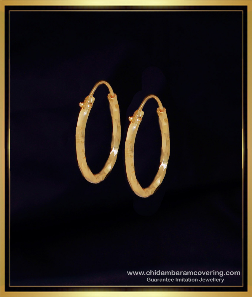 ERG2059 - Trendy Simple Plain Gold Bali Designs for Daily Use