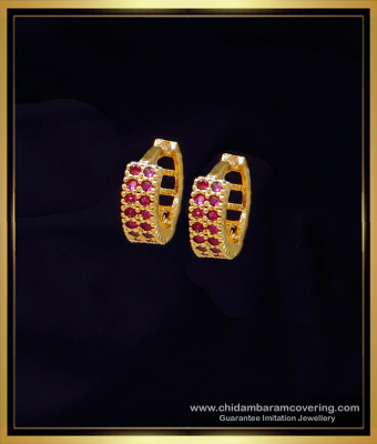 ERG2062 - Elegant Ruby Gold Earrings Bali Design for Female