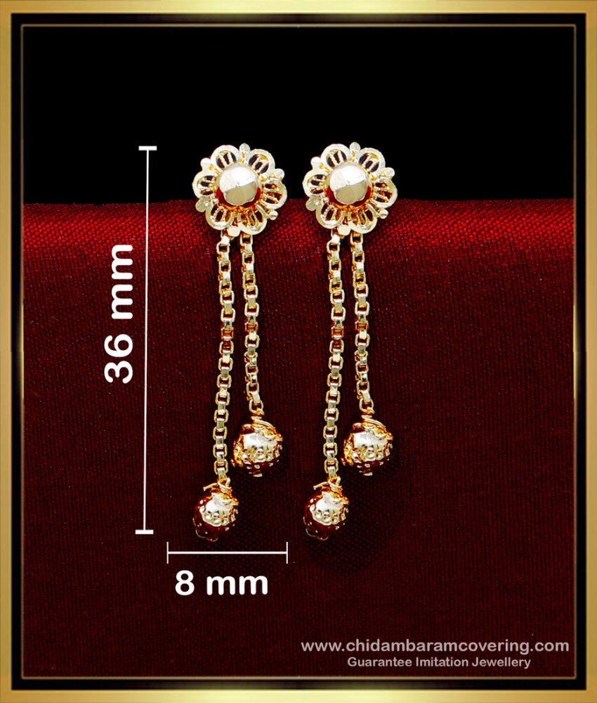 ERG2076 - Simple Gold Earrings Design Hanging Model Daily Use