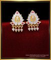 ERG2083 - Impon White Stone Lakshmi Stud Earrings Gold Design 