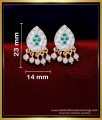 ERG2084 - Unique White and Emerald Stone Impon Earrings Designs