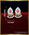 ERG2085 - New Model White and Ruby Stone Impon Stud Earrings