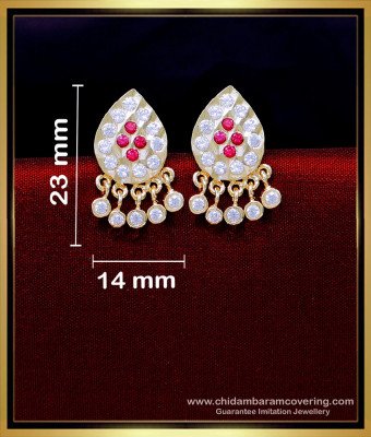 ERG2085 - New Model White and Ruby Stone Impon Stud Earrings