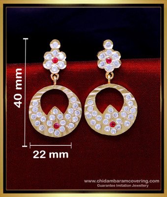 ERG2086 - Traditional Impon Stone Earrings Gold Designs for Wedding