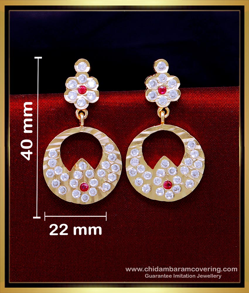 ERG2086 - Traditional Impon Stone Earrings Gold Designs for Wedding