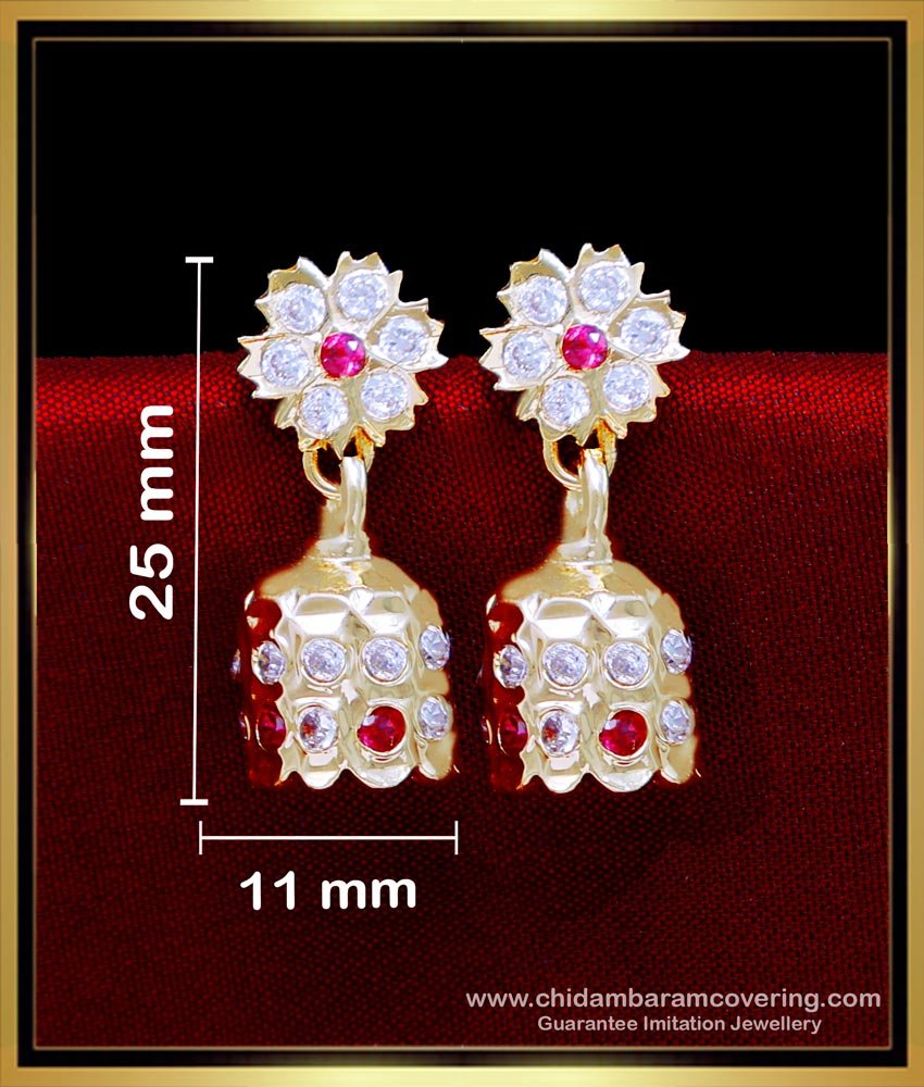 ERG2089 - Latest Daily Use Impon Jhumka Earrings Gold Design
