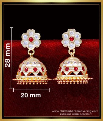 ERG2090 - South Indian Traditional Stone Impon Earrings Jhumka
