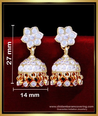 ERG2091 - First Quality Impon Jewellery White Stone Jimikki Earrings