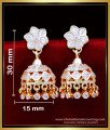 ERG2092 - Real Gold Design White Stone Jhumka Earrings for Women