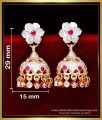 ERG2093 - Best Quality White and Ruby Stone Impon Earrings Designs