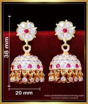 ERG2095 - Traditional Stone Big Bridal Jhumka Earrings Gold Design