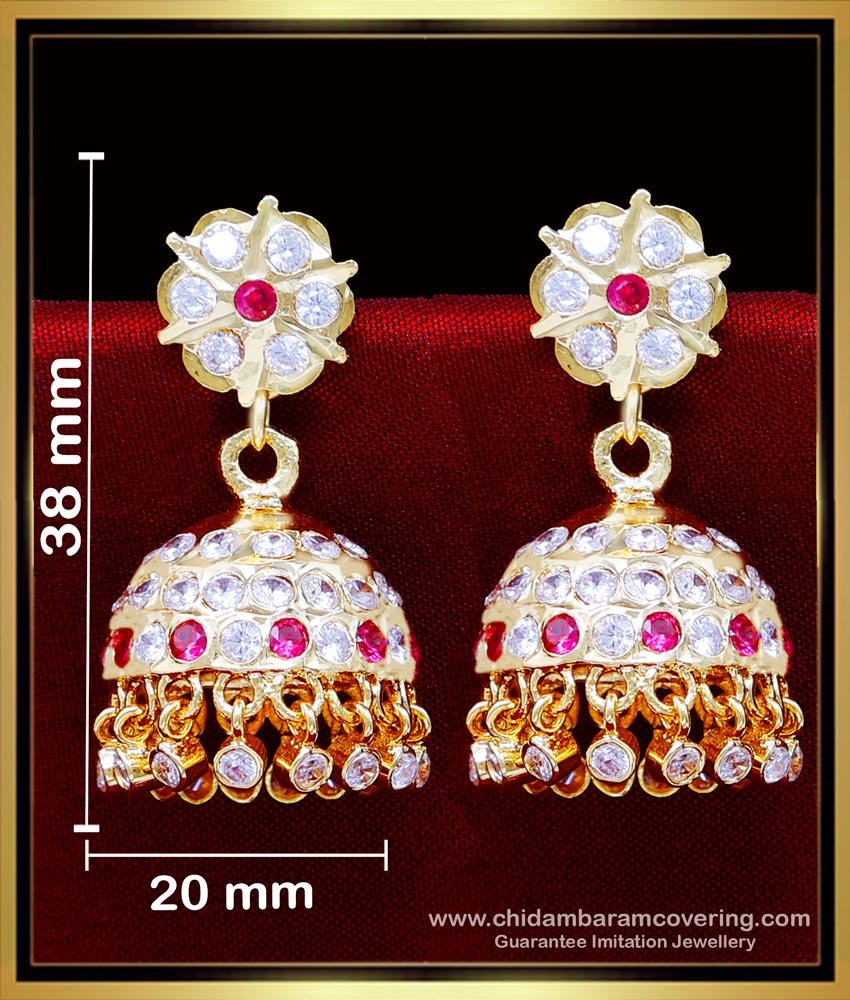 ERG2095 - Traditional Stone Big Bridal Jhumka Earrings Gold Design