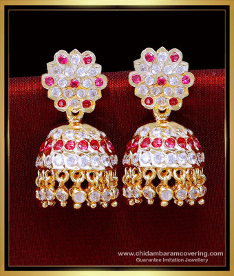 ERG2096 - Bridal Gold Big Jimikki Impon Earrings Online Shopping