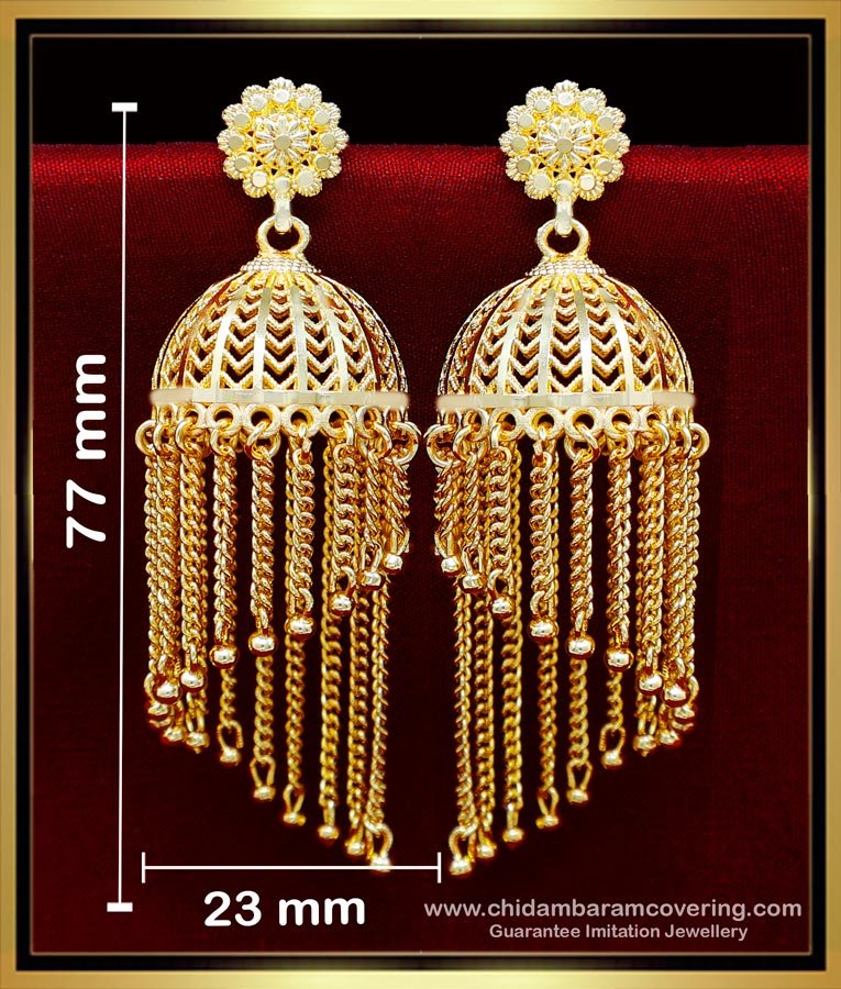 ERG2098 - Latest Bridal Wear 2 Gram Gold Earrings Jhumka Design
