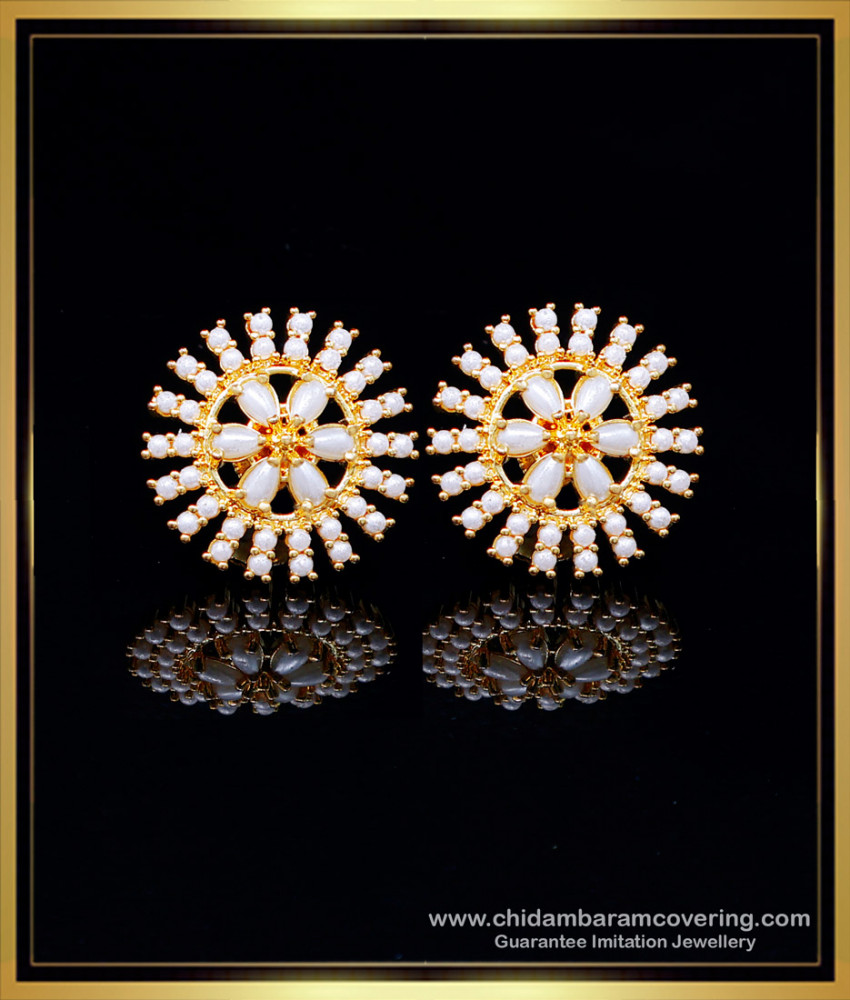 ERG2112 - Elegant Gold Plated Earrings Design Pearl Studs for Women
