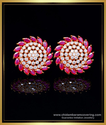 ERG2115 - First Quality American Diamond Stud Earrings Gold Design