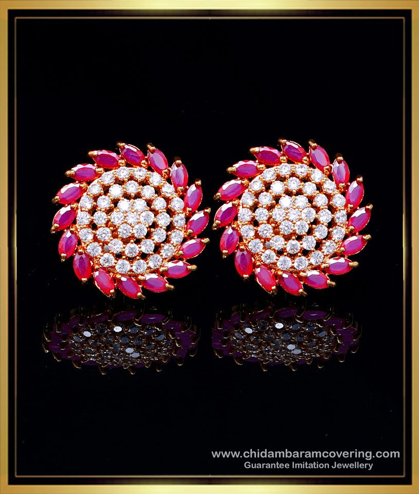 ERG2115 - First Quality American Diamond Stud Earrings Gold Design