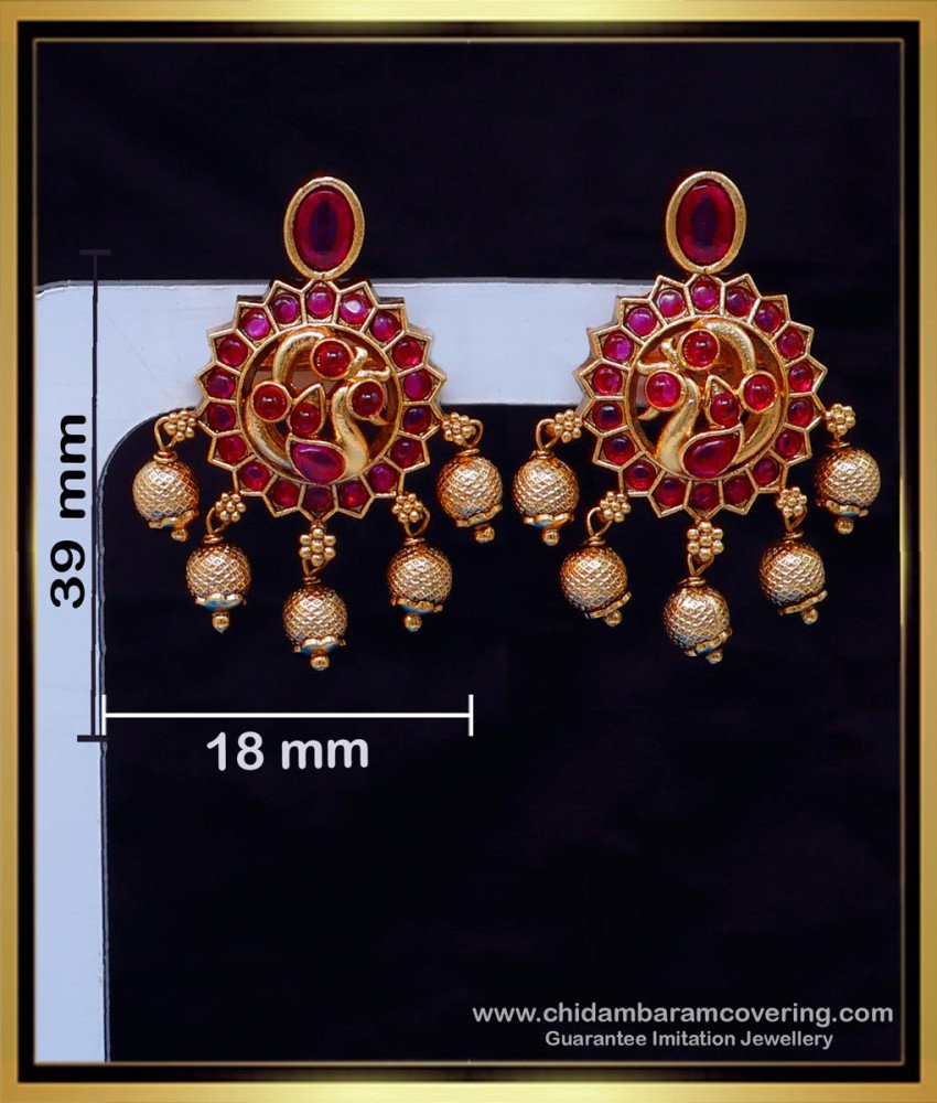ERG2116 - Beautiful Antique Peacock Earrings Gold Model Online