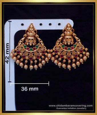 ERG2119 - Best Quality Antique Lakshmi Earrings Chandbali Design