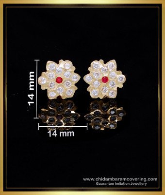 ERG2126 - Impon White Stone Daily Wear Stud Small Gold Earrings