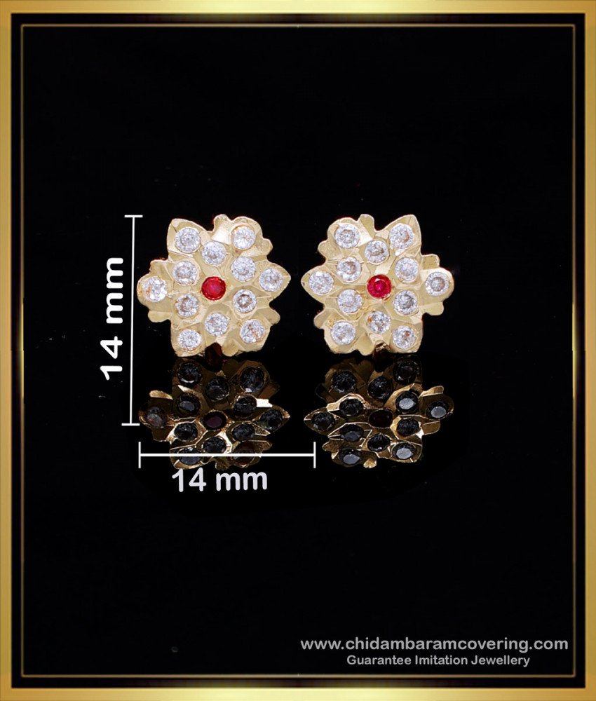 ERG2126 - Impon White Stone Daily Wear Stud Small Gold Earrings