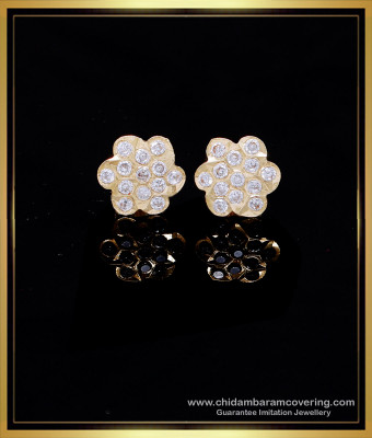 ERG2129 - Cute White Stone Impon Kammal Gold Plated Stud Earrings
