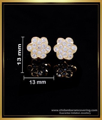 ERG2129 - Cute White Stone Impon Kammal Gold Plated Stud Earrings
