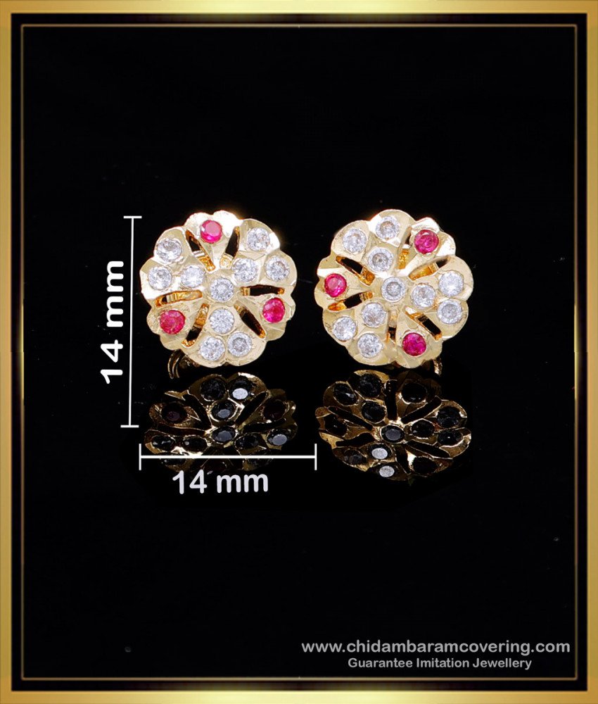 ERG2132 - Latest Small Flower Design Impon Stone Stud Earrings