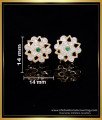 ERG2134 - White and Emerald Stone Small Ear Studs Gold Designs