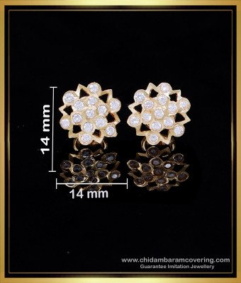 ERG2135 - Impon White Stone Stud Gold Earrings Designs for Women