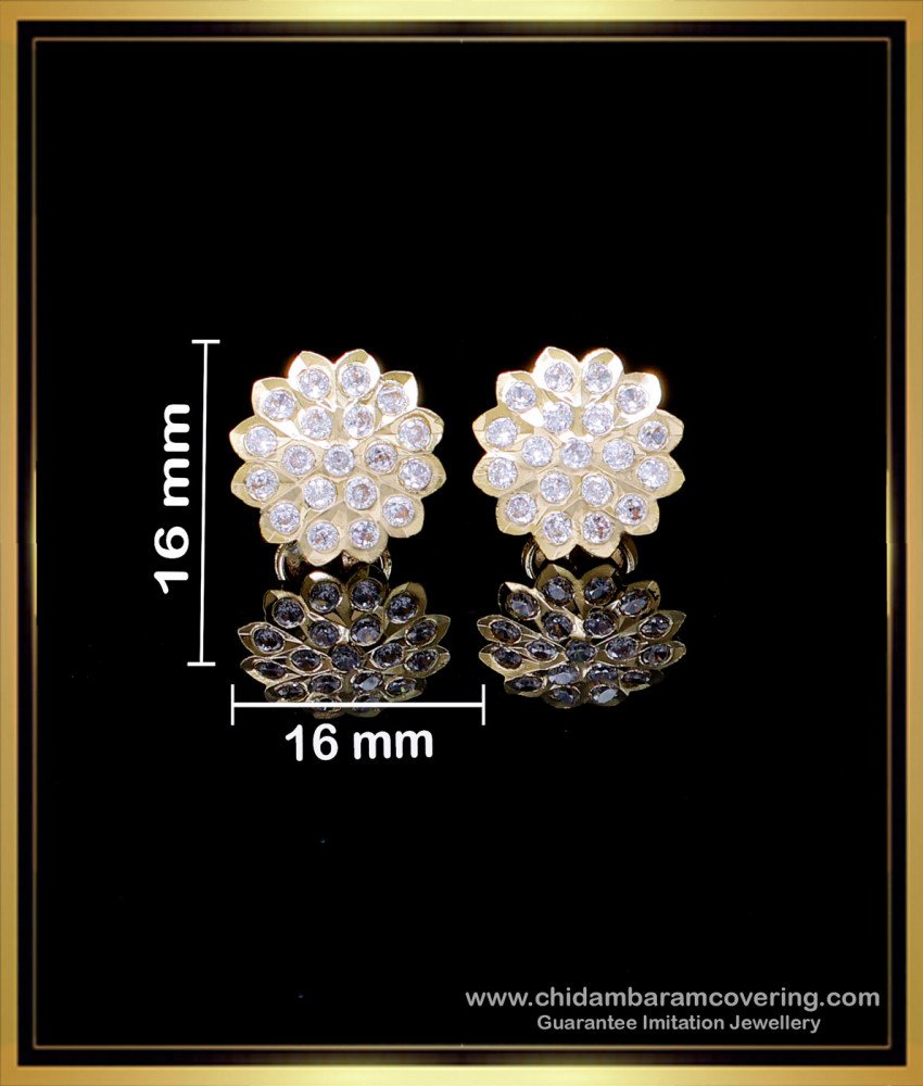ERG2138 - Impon Gold Model White Stone Stud Earrings for Women