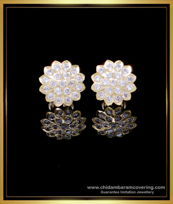 ERG2138 - Impon Gold Model White Stone Stud Earrings for Women
