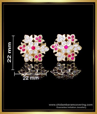 ERG2147 - New Model White and Ruby Stone Stud Earrings for Women