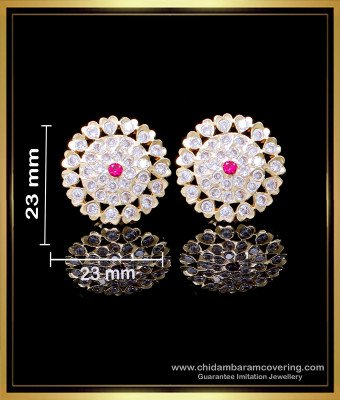 ERG2149 - Attractive Impon White Stone Stud Earrings Gold Designs