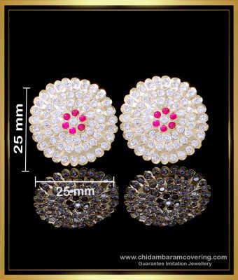 ERG2150 - Traditional Flower Stud White Stone Gold Earrings Design