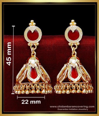 ERG2152 - Bridal Wear Red Nagapadam Jhumka Earrings for Women