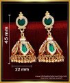 ERG2153 - Green Nagapadam Gold Plated Palakka Jhumka Earrings