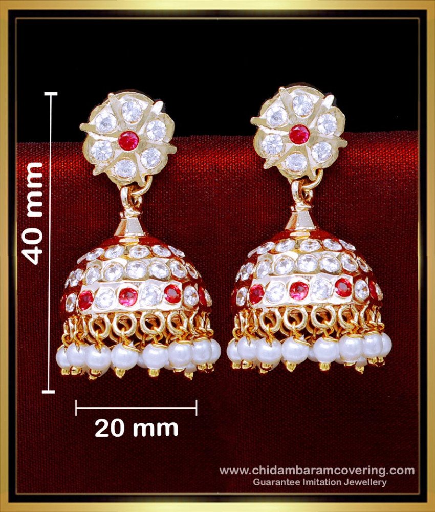 ERG2156 - New Model Pearl Hanging Bridal Impon Jhumkas Online