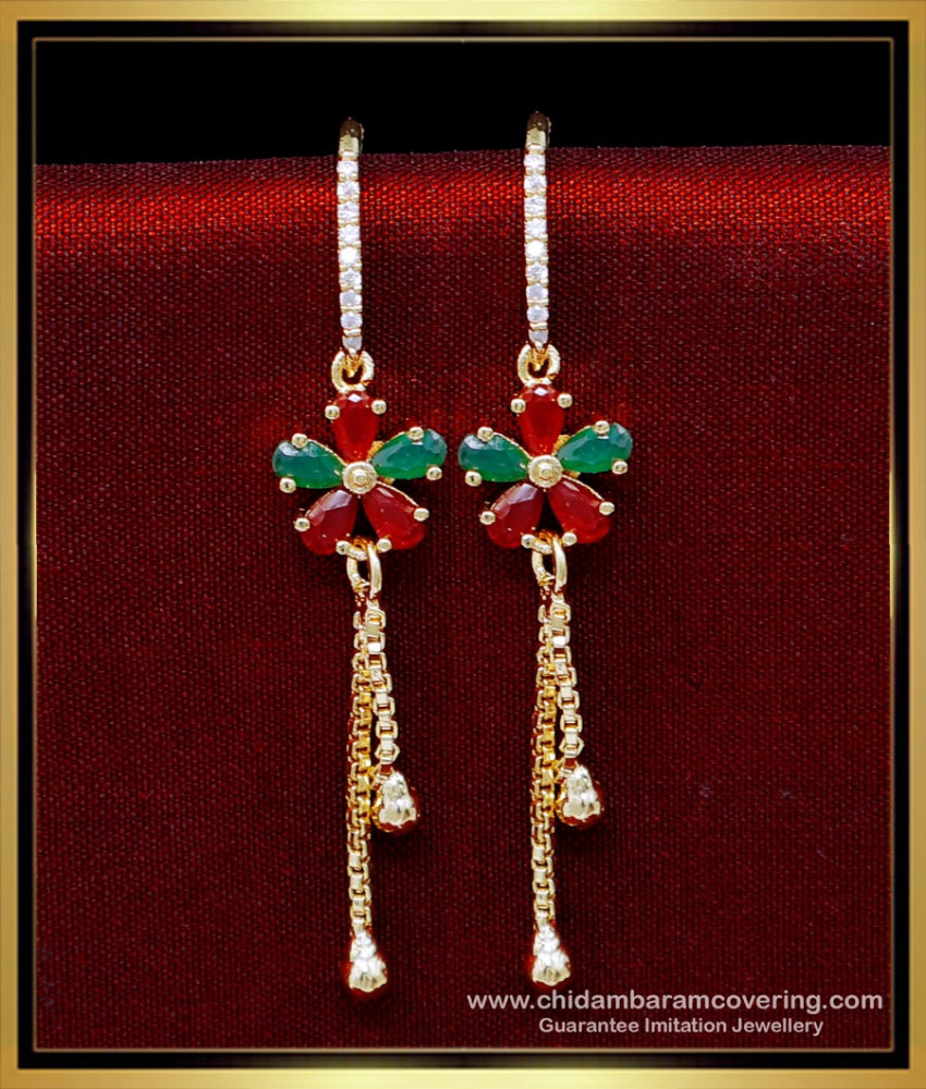 ERG2159 - Elegant 1 Gram Daily Wear Hanging Gold Earrings for Girls