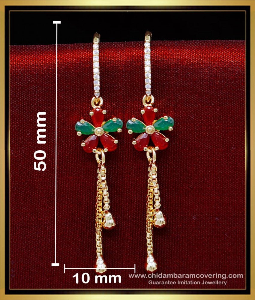 ERG2159 - Elegant 1 Gram Daily Wear Hanging Gold Earrings for Girls