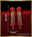 ERG2160 - Attractive Gold Plated Double Line Red Crystal Earrings