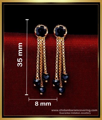 ERG2161 - Gorgeous Black Stone Gold Plated Earrings Designs for Girls