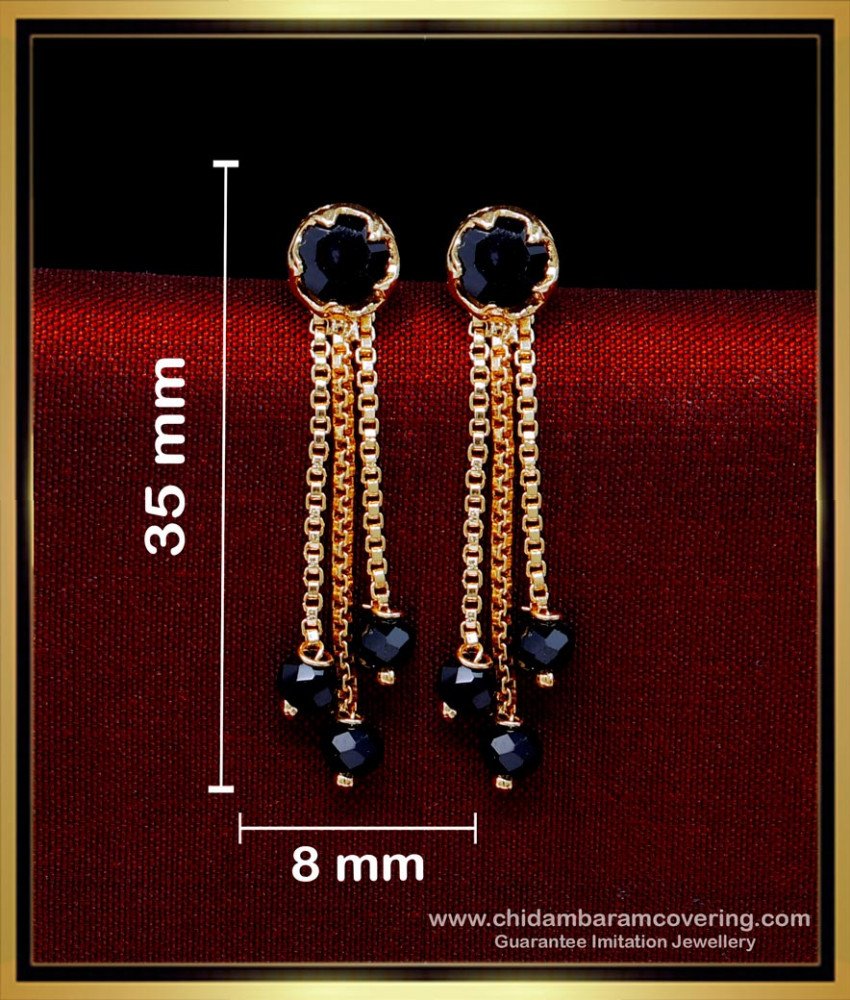 ERG2161 - Gorgeous Black Stone Gold Plated Earrings Designs for Girls